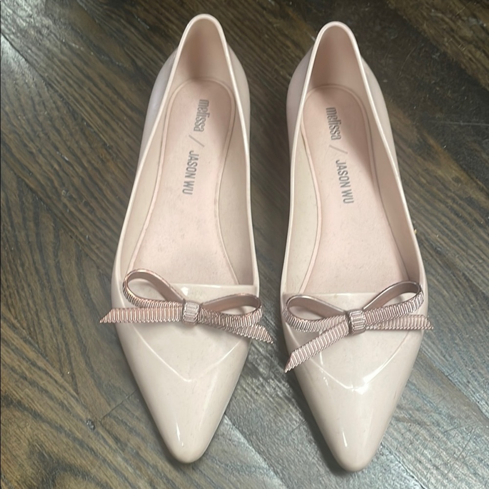 Jason Wu Pink Pointed-Toe Flats with Bow Detail